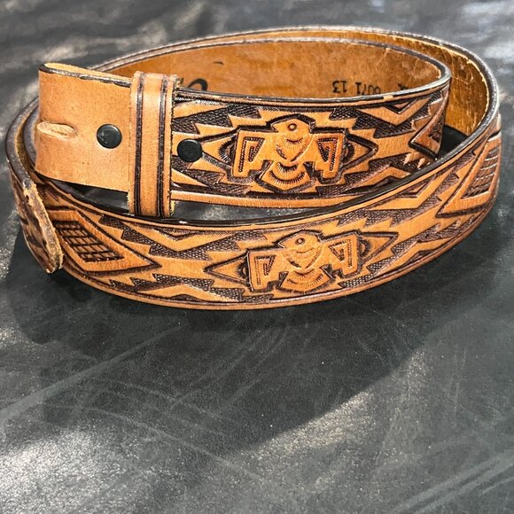 Chambers Other - CHAMBERS PHOENIX ARIZONA MADE IN USA LEATHER THUNDERBIRD EMBOSSED BELT EUC 36/90